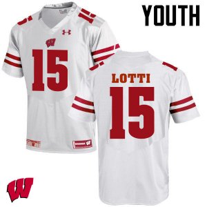 Youth Wisconsin Badgers NCAA #15 Anthony Lotti White Authentic Under Armour Stitched College Football Jersey YH31G81CJ